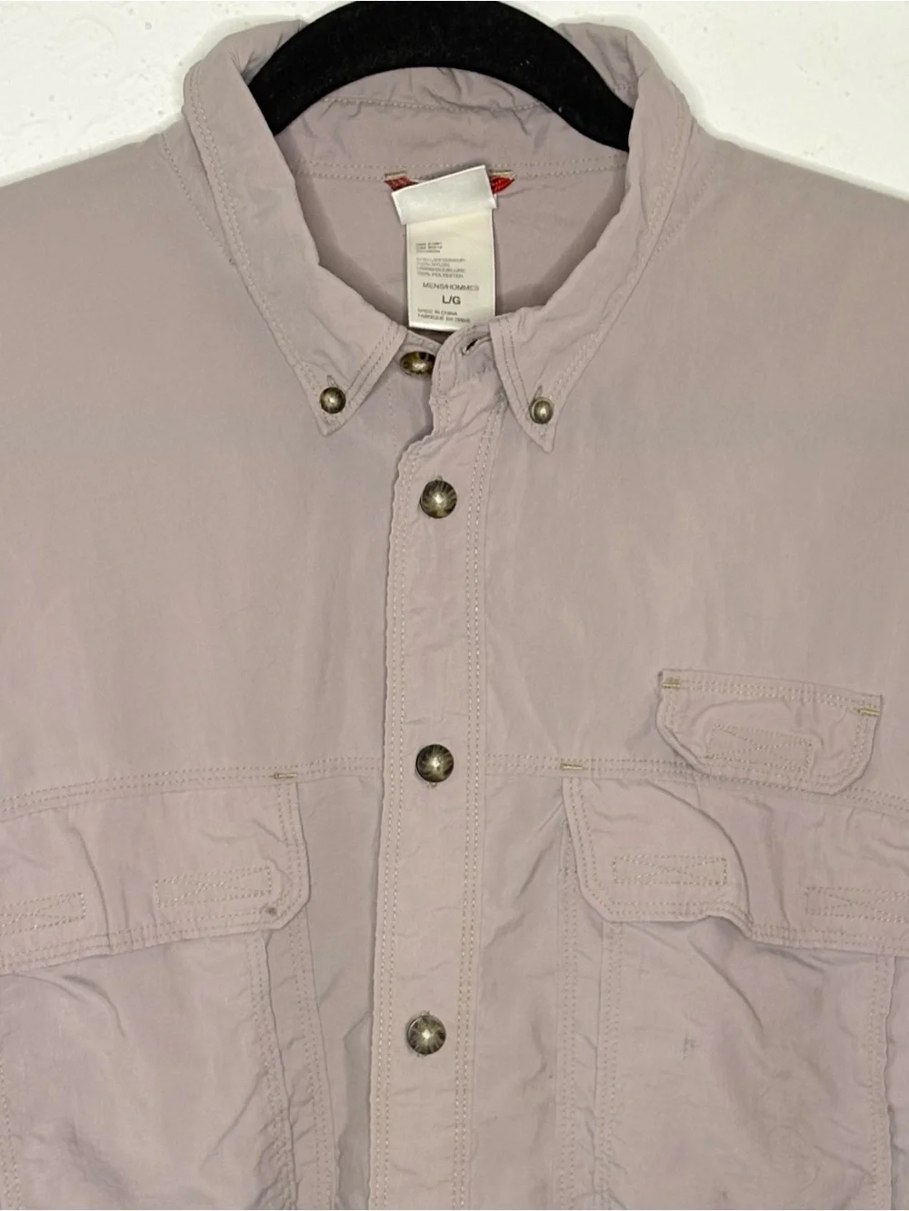 The North Face Men’s Large L/S Hiking Roll Sleeve Camp Outdoor Shirt Gray Button